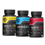Gymvitals Sports Multi-HD Multivitamin 60 Tablets, Testo-HD Testosterone Booster 60 Tablets & Fish Oil Omega 3 with 180 EPA/120 DHA 1000mg, 60 Softgels